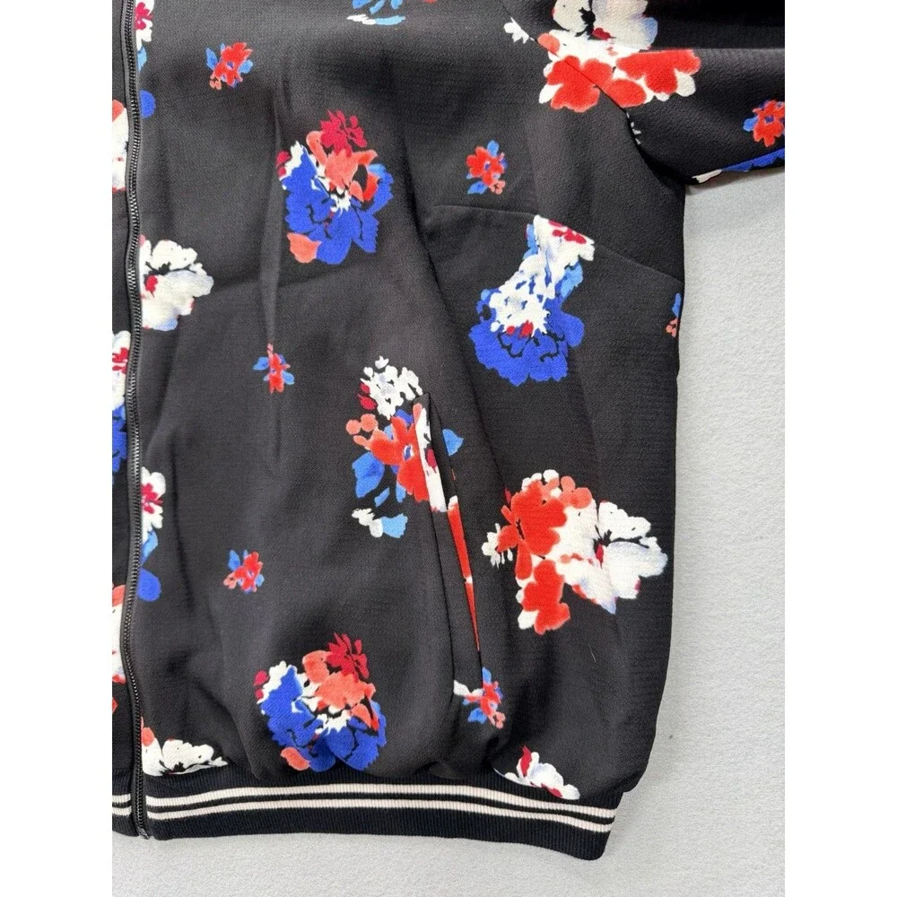 Vince Camuto 3X Plus Size Floral Bomber Jacket Black Zip Front Women’s